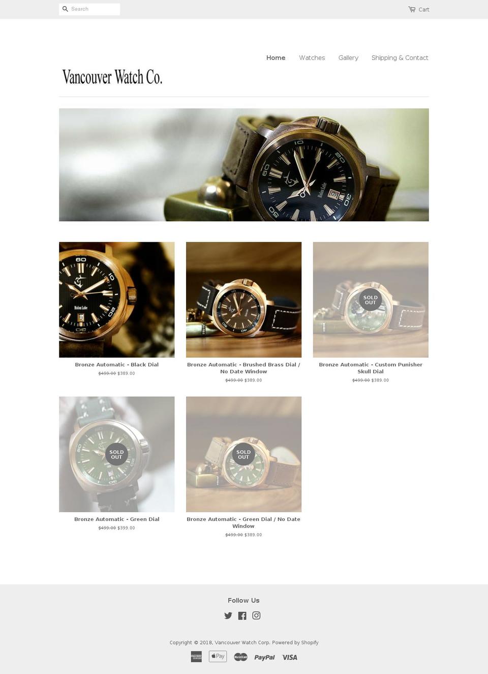 vancouverwatchco.com — Shopify storefront screenshot