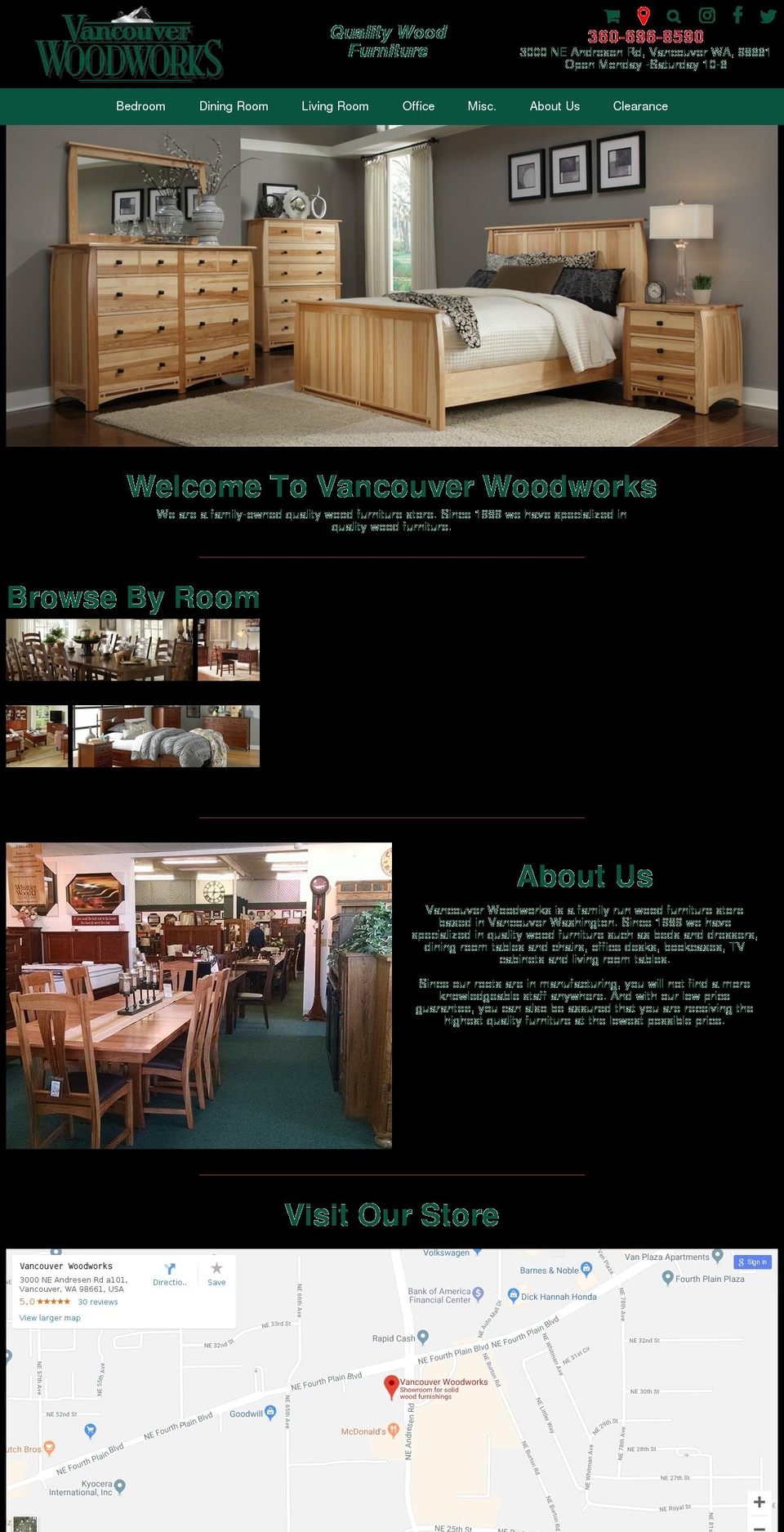 vancouverwoodworks.com shopify website screenshot