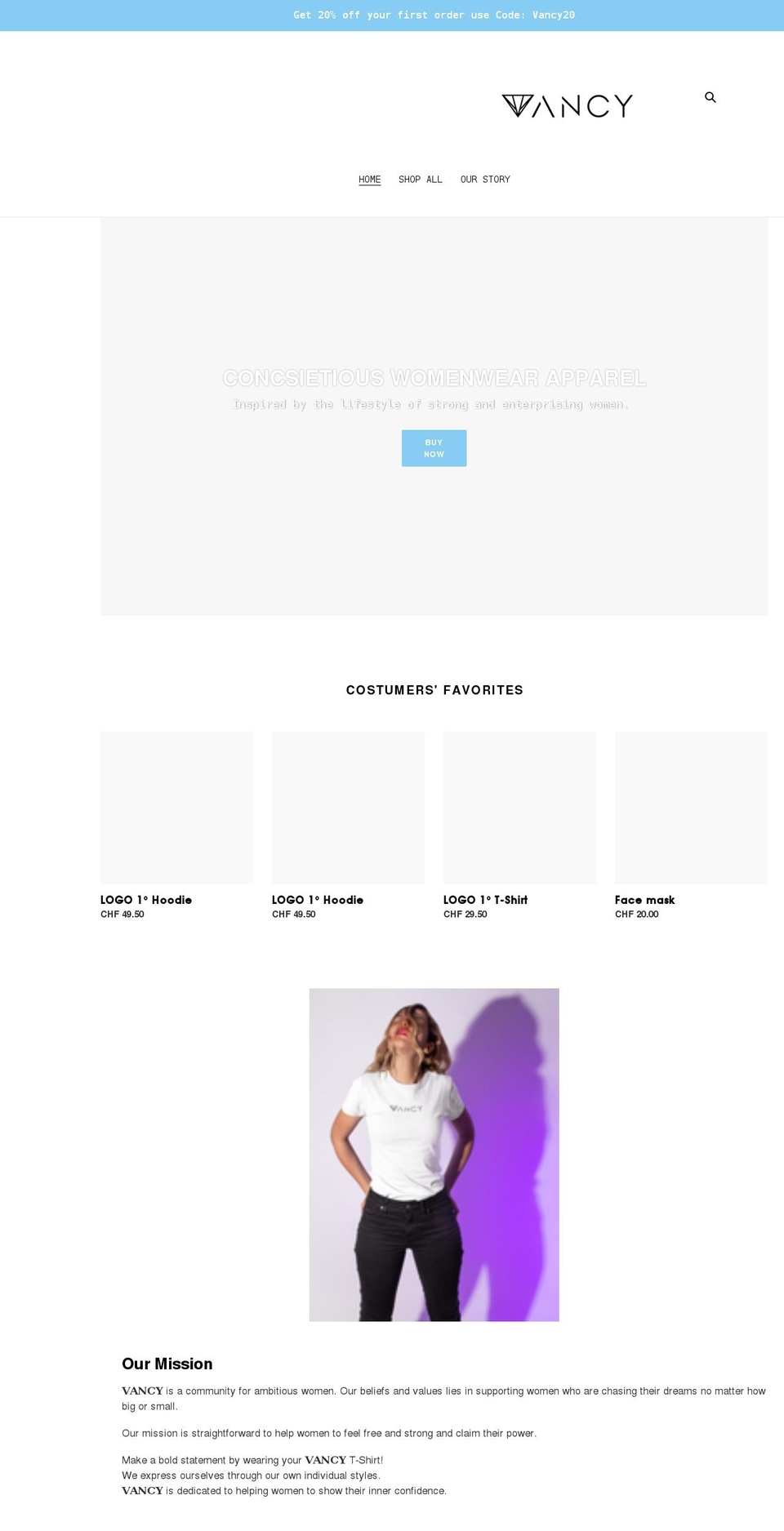 vancy.ch shopify website screenshot