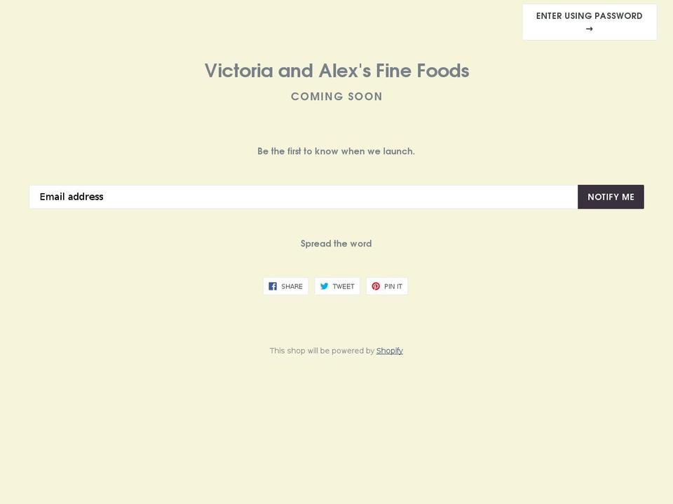 vandafinefoods.com — Shopify storefront screenshot