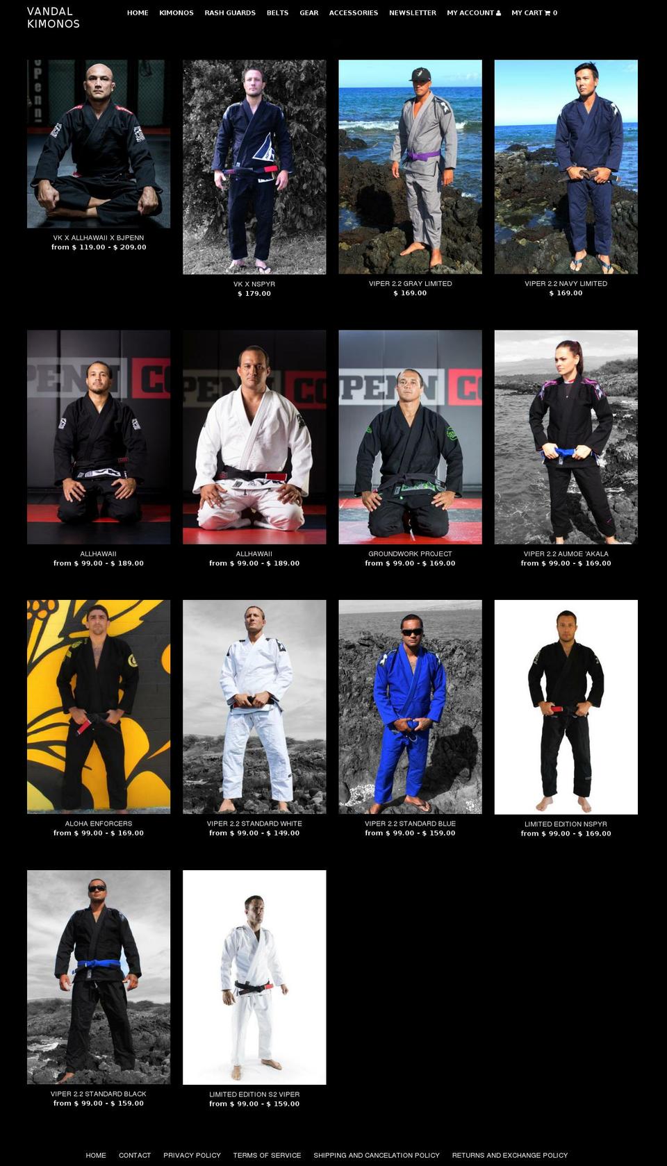 vandalkimonosshop.com shopify website screenshot