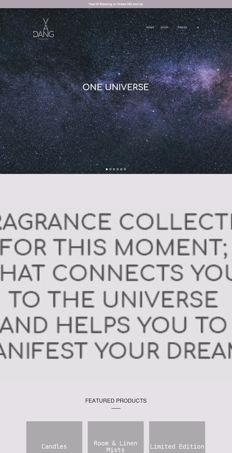vandangfragrances.com shopify website screenshot