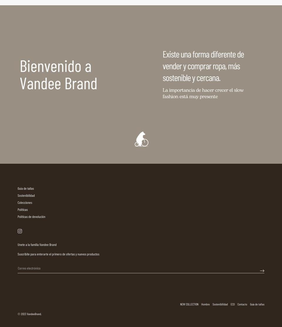 vandeebrand.com shopify website screenshot