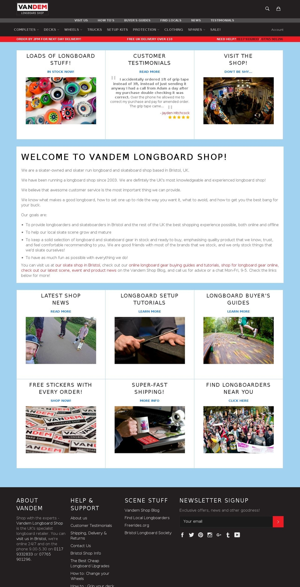 vandemlongboardshop.co.uk shopify website screenshot