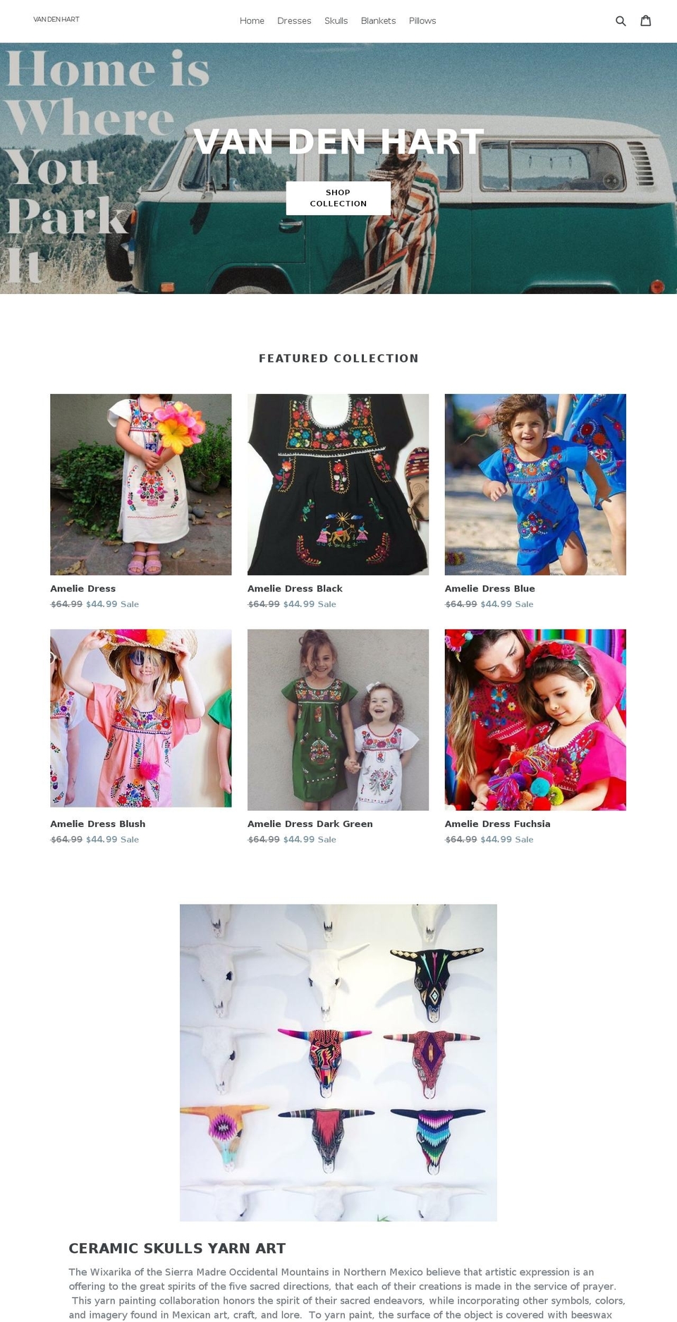 vandenhart.com — Shopify storefront screenshot