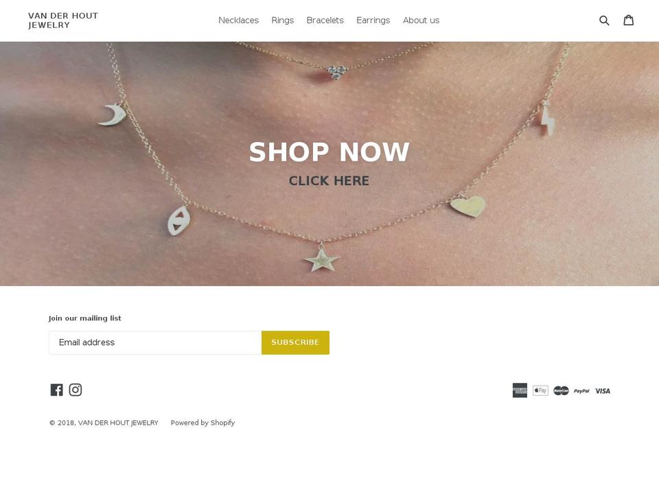 vanderhoutjewelry.com — Shopify storefront screenshot