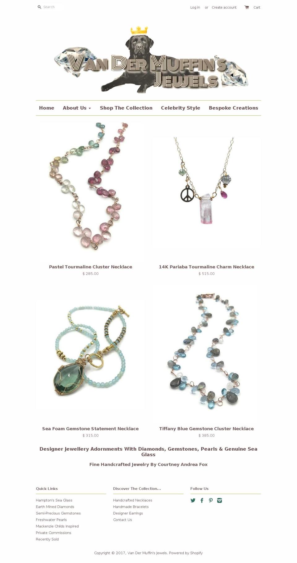 vandermuffinsjewels.com shopify website screenshot