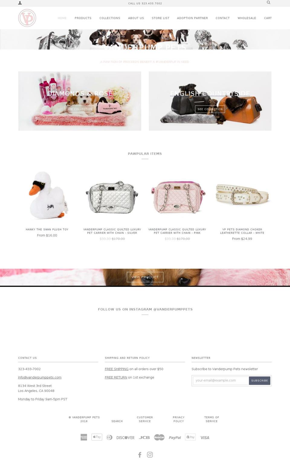 vanderpumppets.com shopify website screenshot