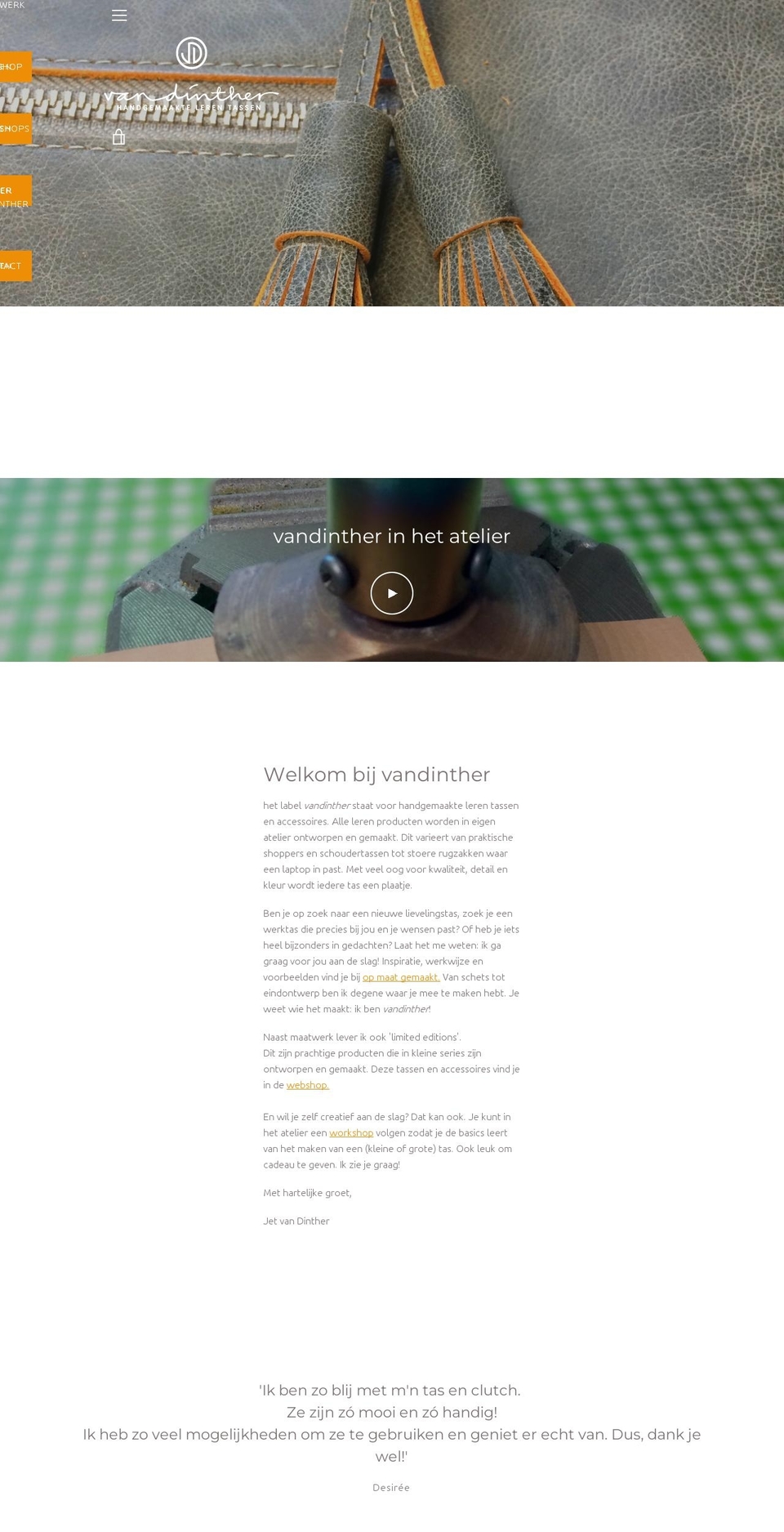 vandinthertassen.nl shopify website screenshot