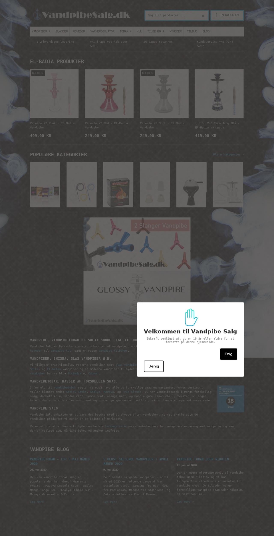 vandpibesalg.dk shopify website screenshot