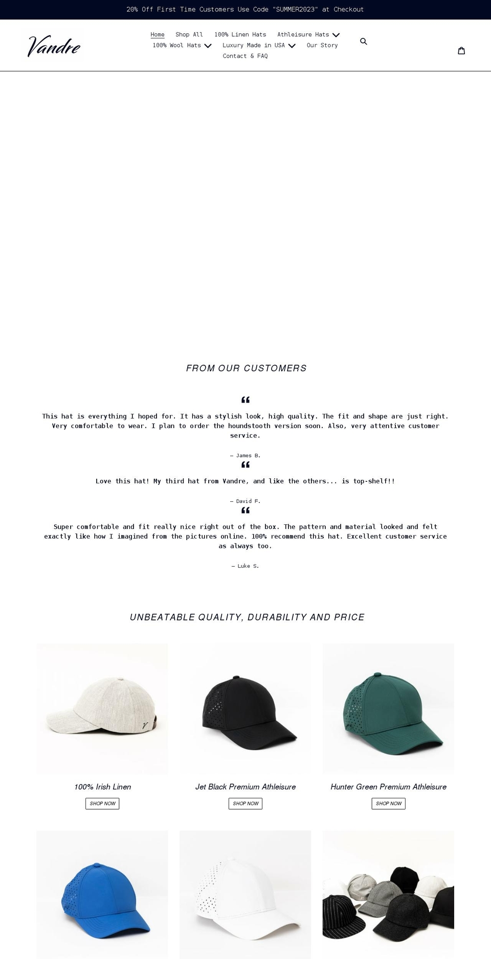 vandrebrand.com shopify website screenshot
