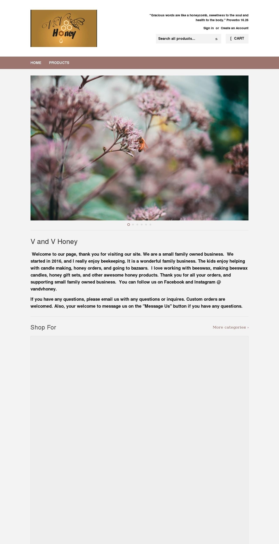 vandvhoney.com — Shopify storefront screenshot