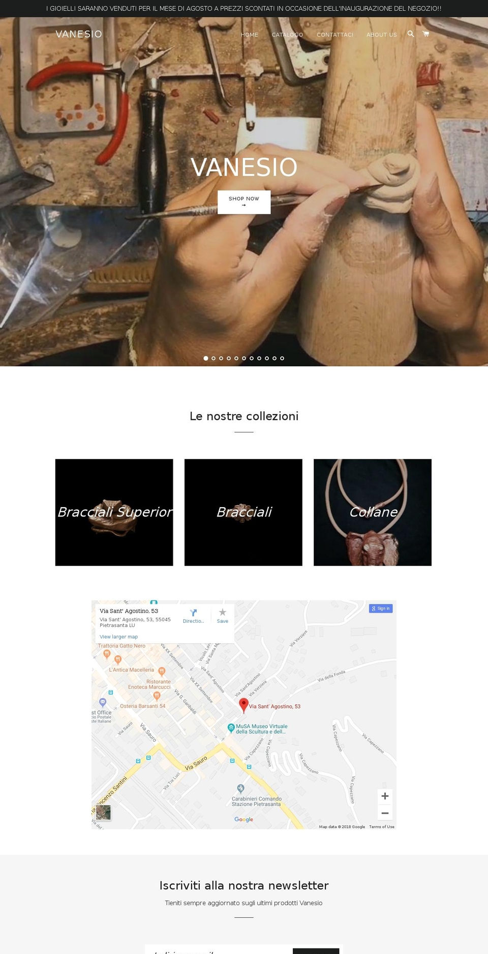 vanesio.it shopify website screenshot