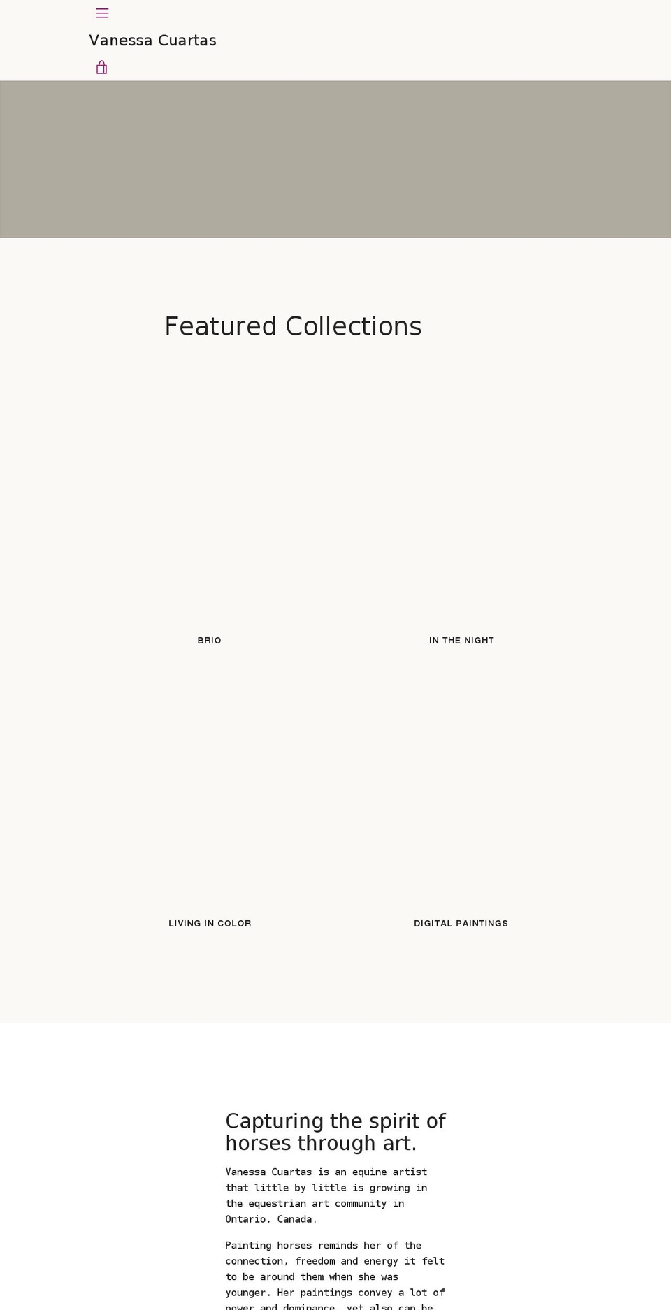 vanessacuartas.com shopify website screenshot