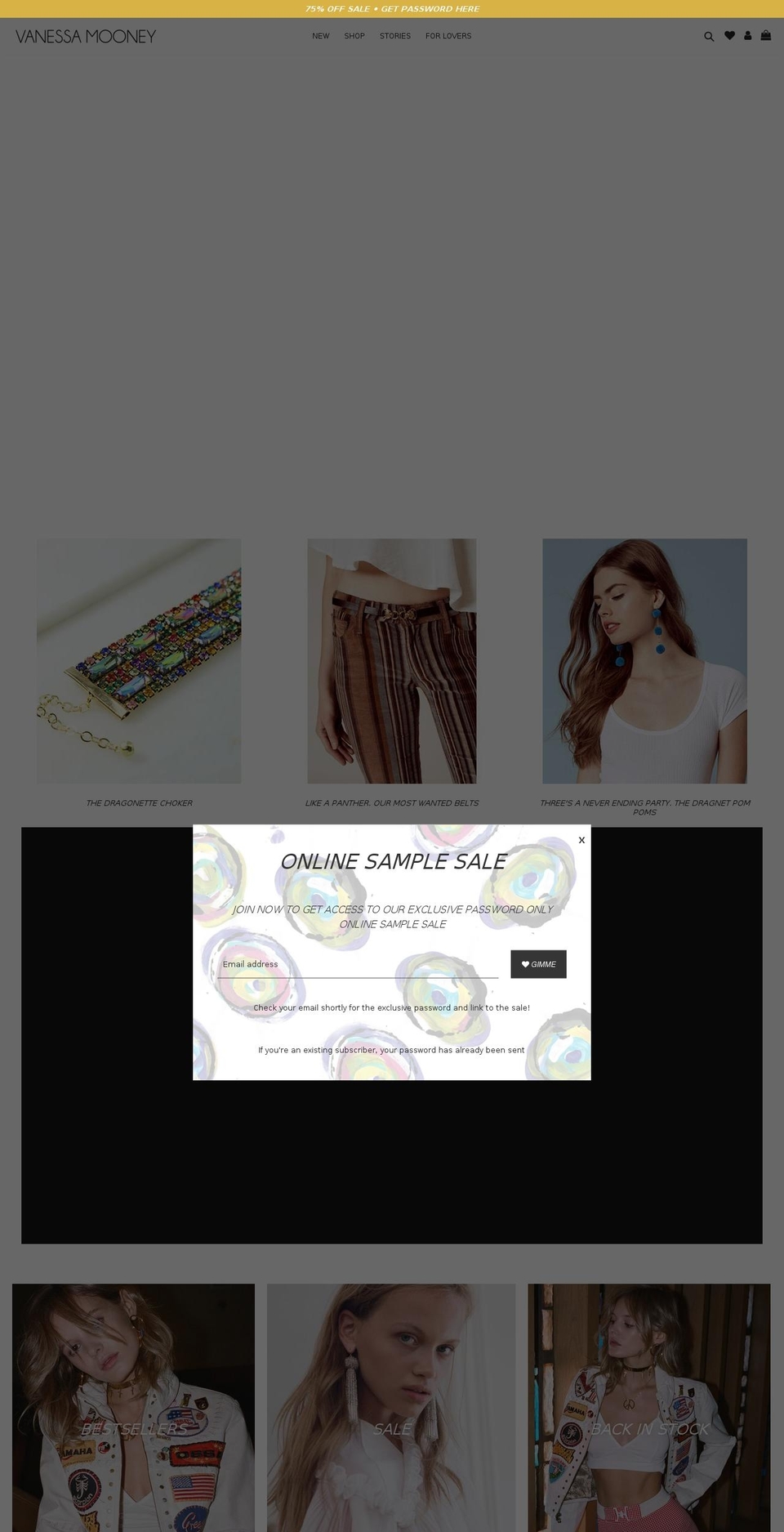 vanessamooney.com shopify website screenshot