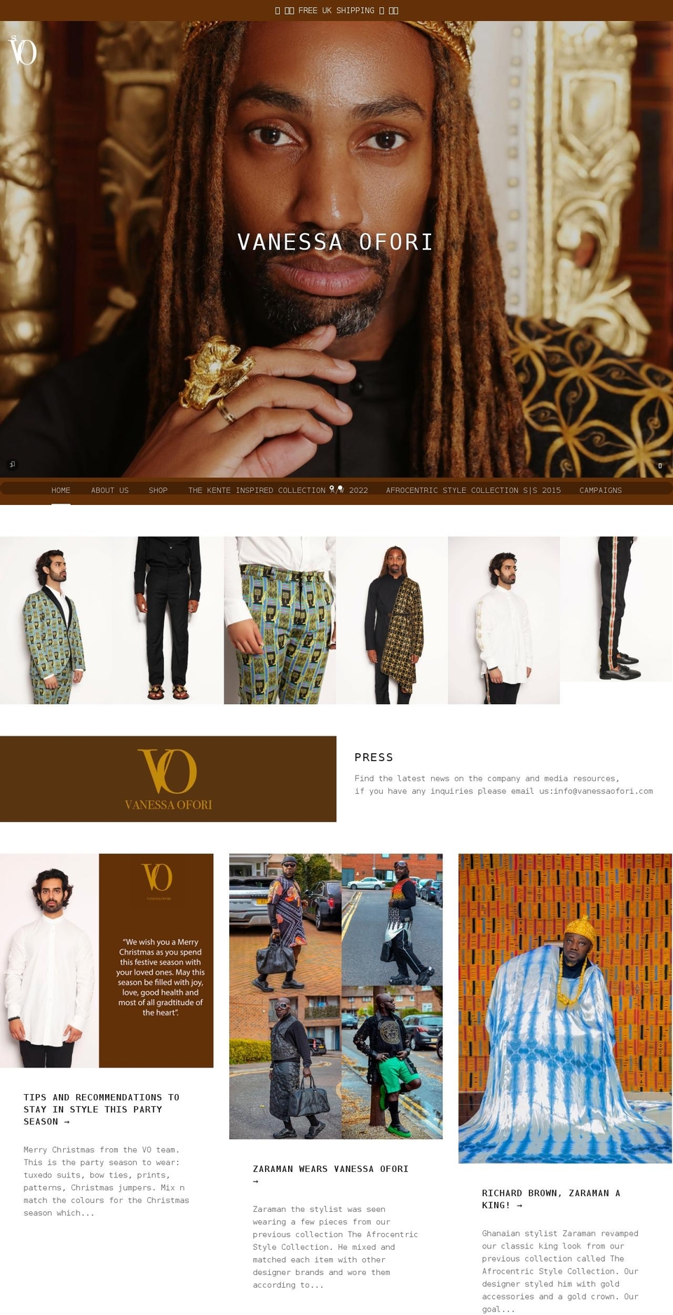 vanessaofori.com shopify website screenshot