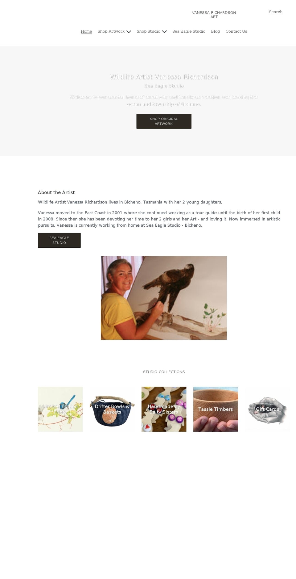 vanessarichardsonart.com shopify website screenshot