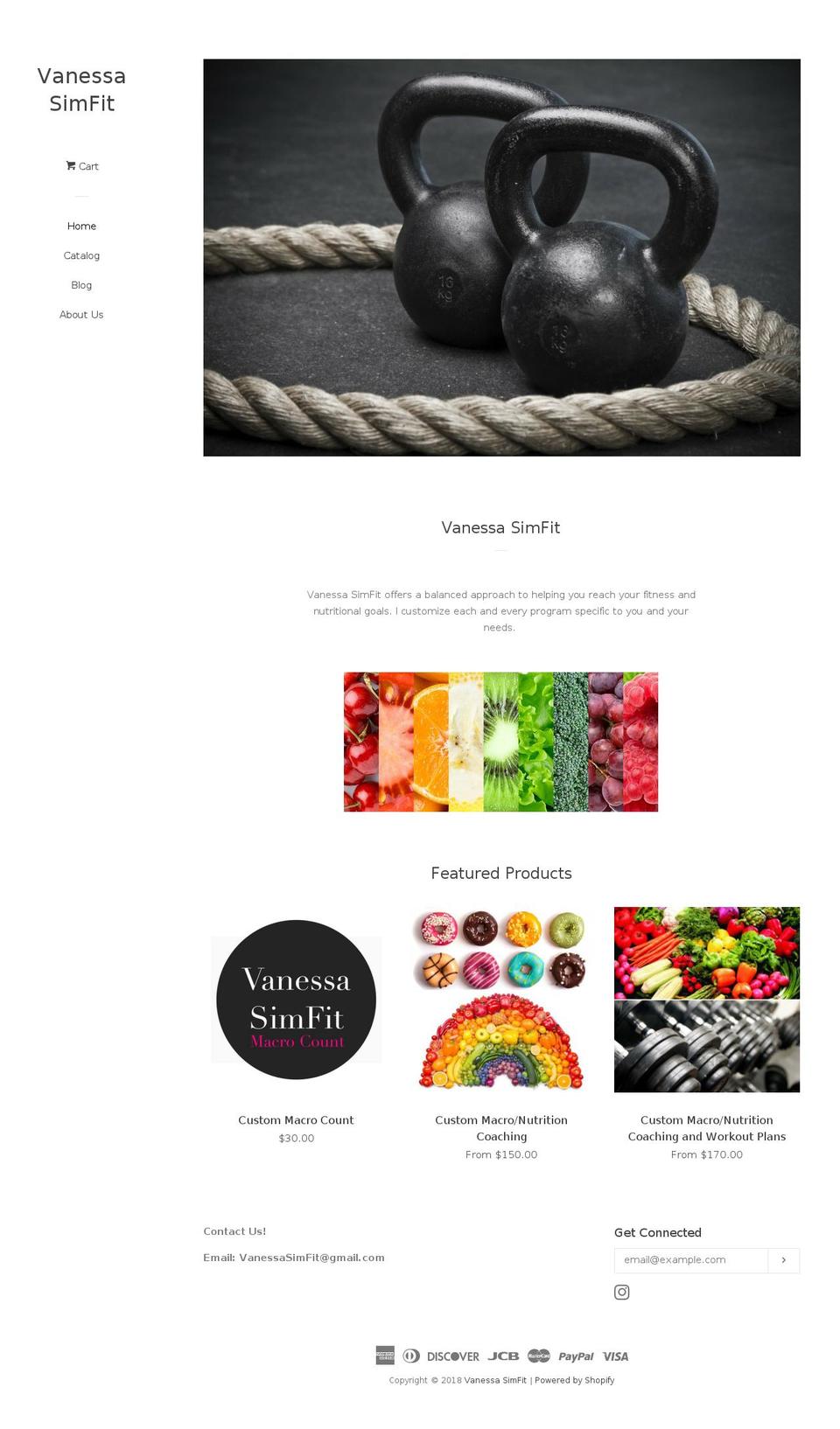 vanessasimfit.com shopify website screenshot