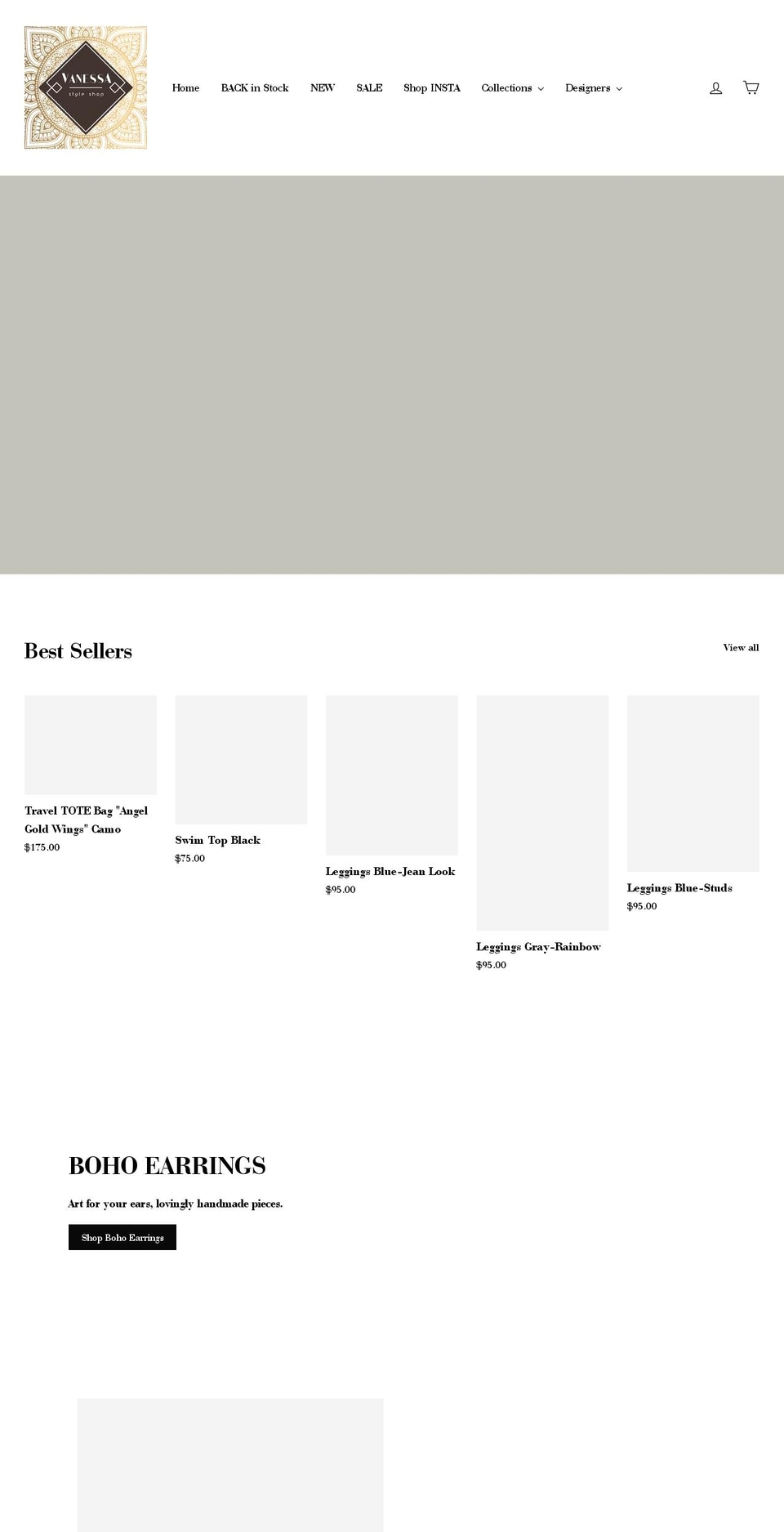 vanessastyleshop.com shopify website screenshot