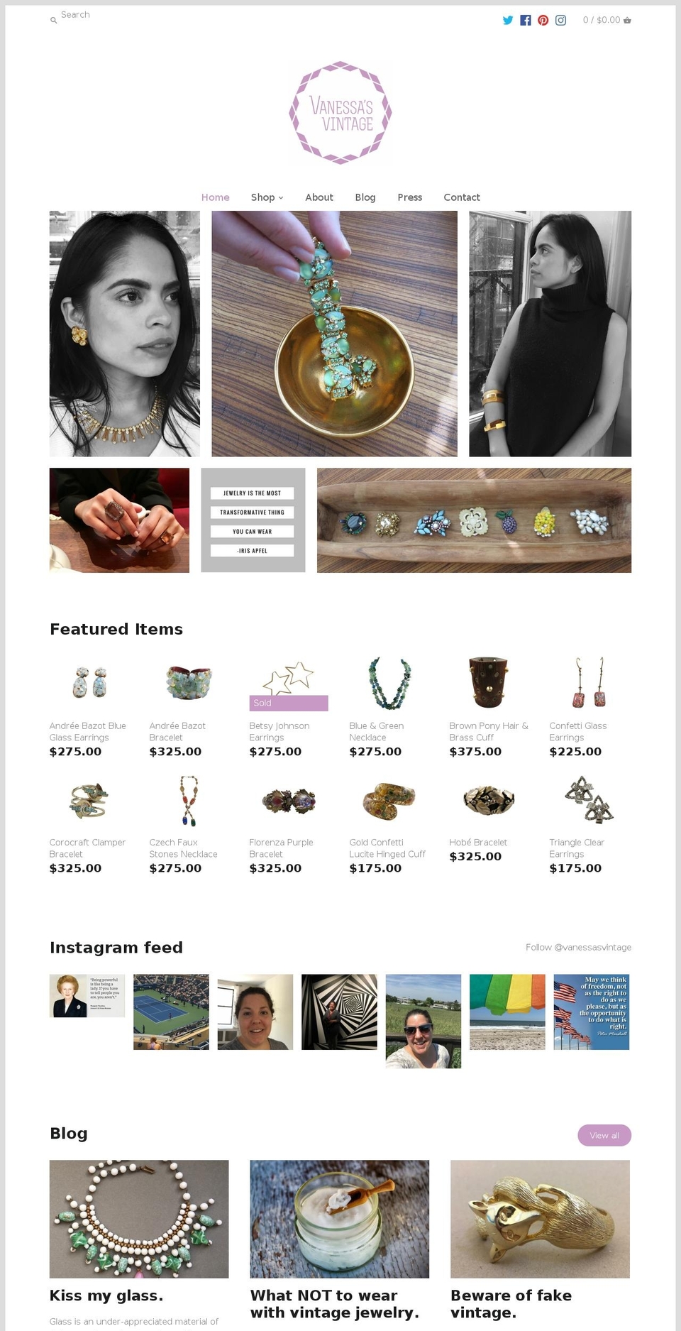 vanessasvintage.com shopify website screenshot