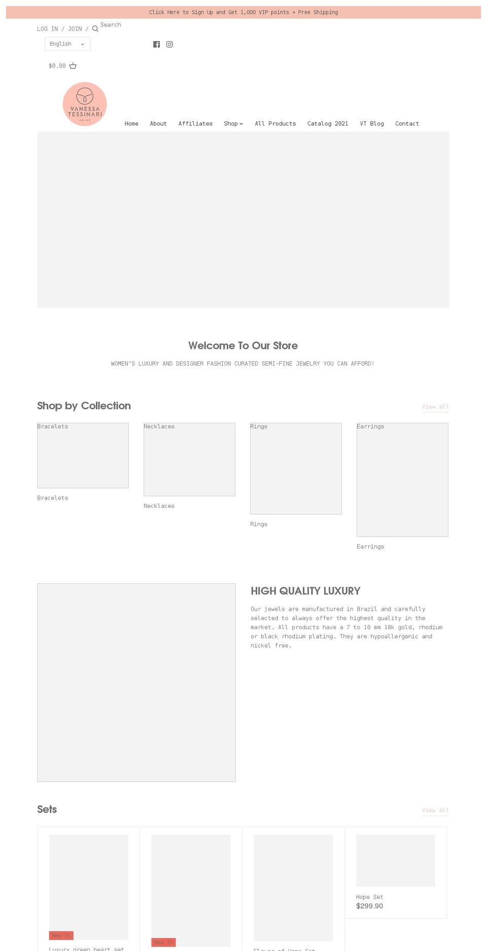 vanessatessinari.com — Shopify storefront screenshot