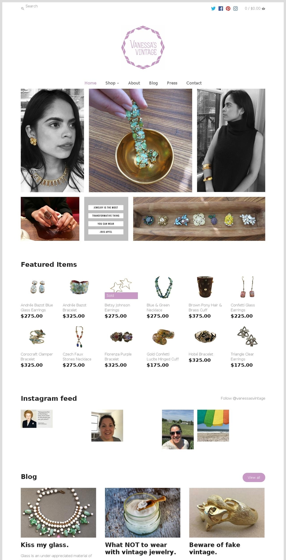 vanessavintage.com — Shopify storefront screenshot