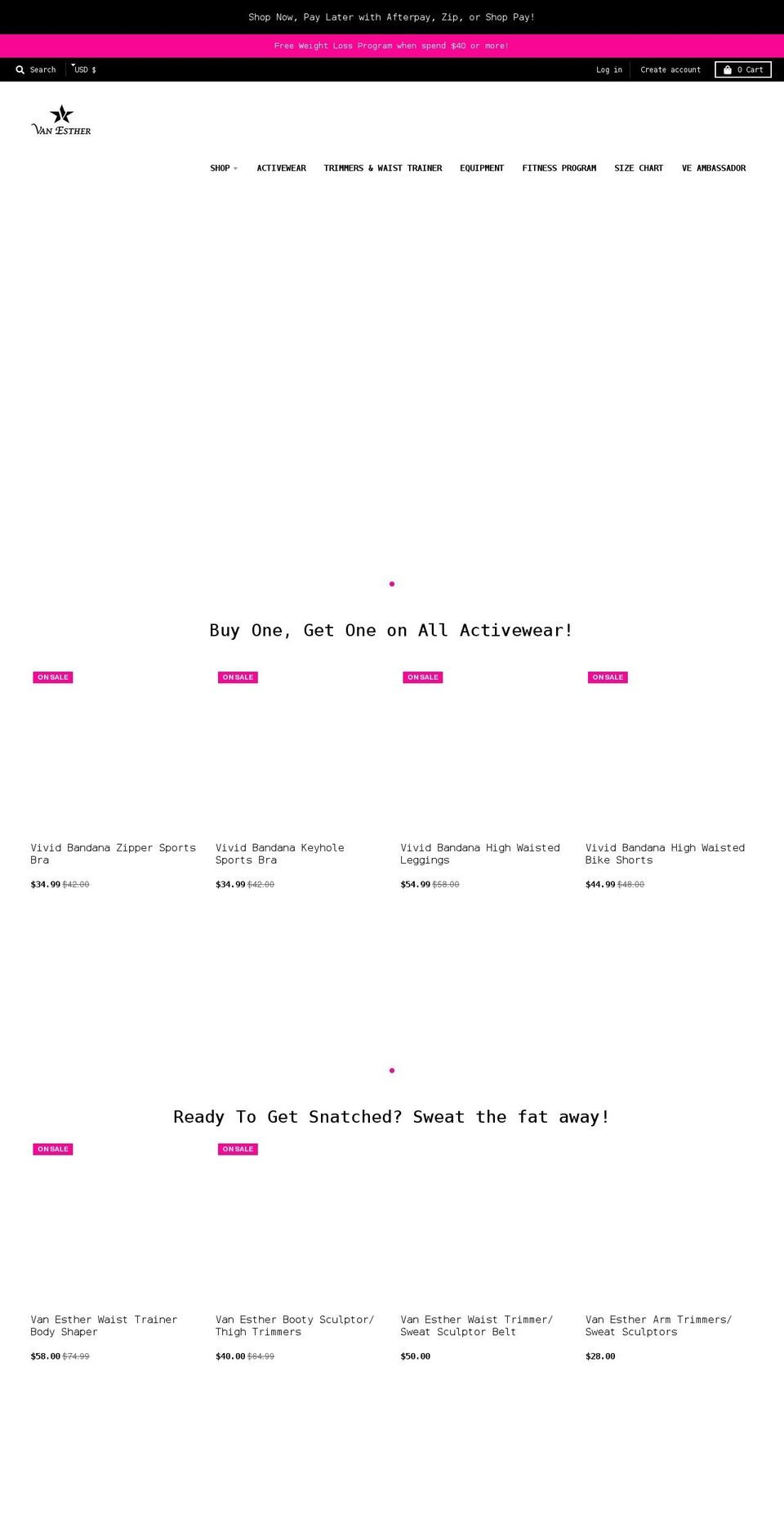 vanesther.com shopify website screenshot