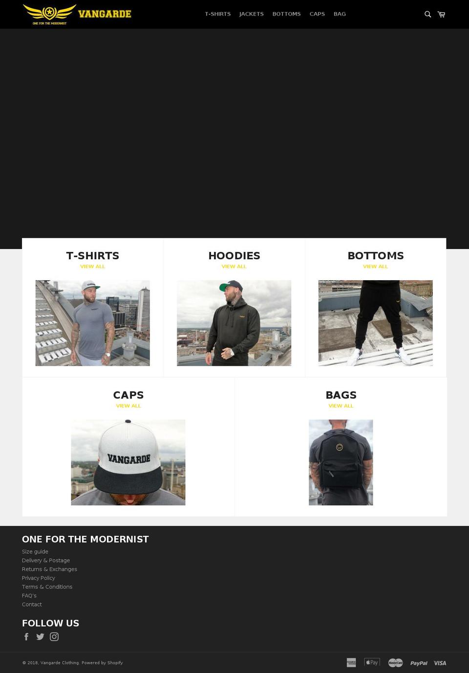 vangardeclothing.com — Shopify storefront screenshot