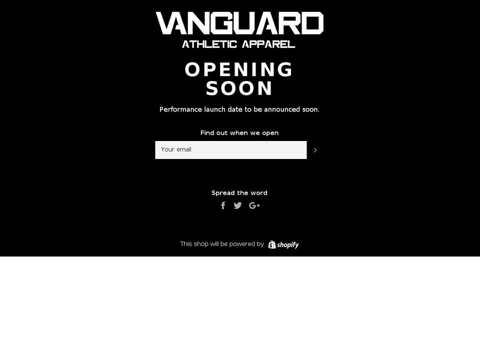 vanguardathletic.com shopify website screenshot