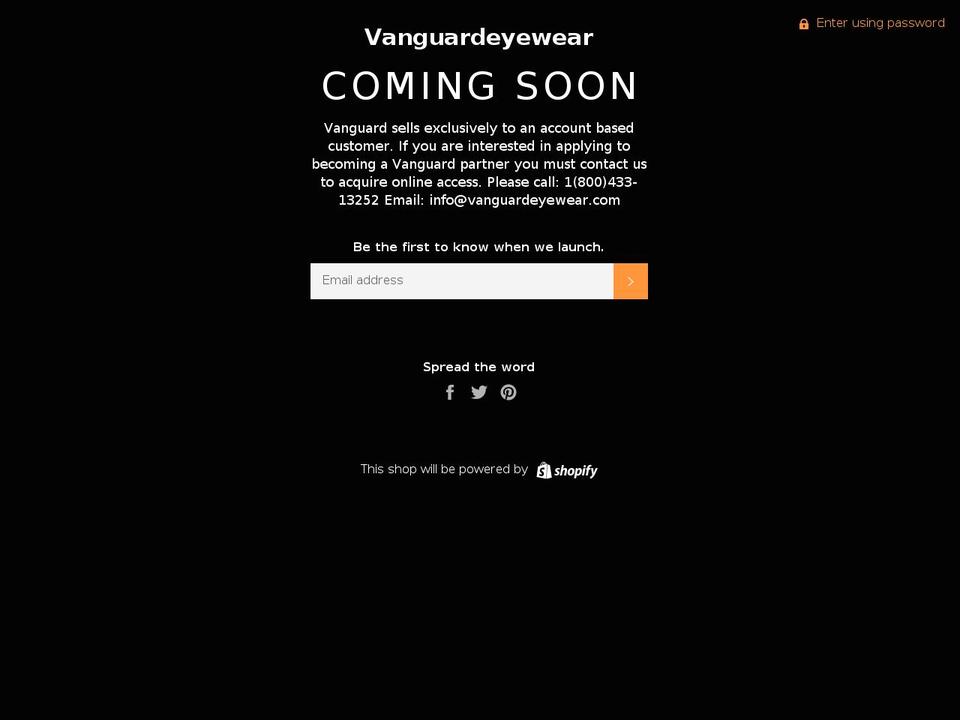 vanguardeyewear.com — Shopify storefront screenshot