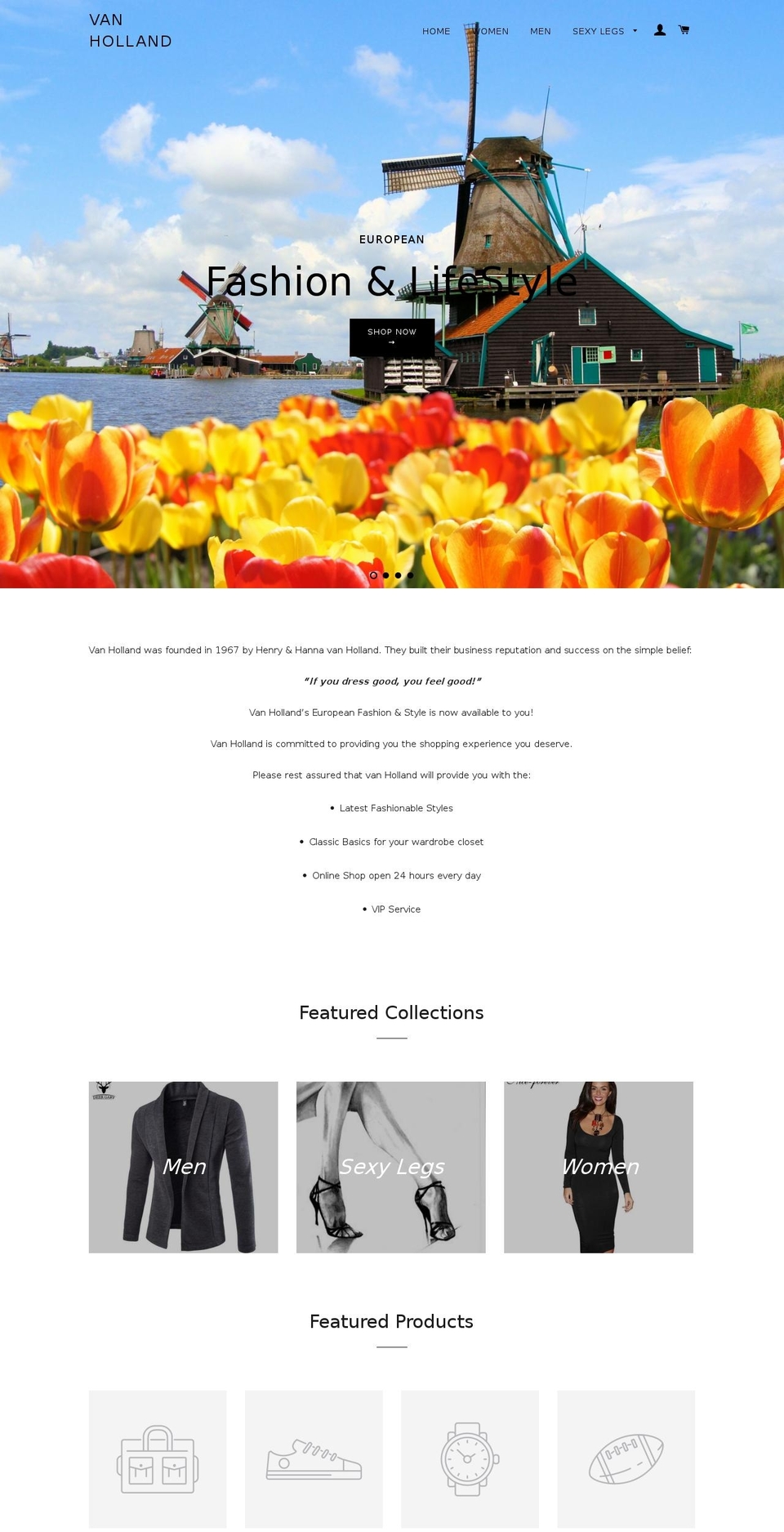 vanholland.us shopify website screenshot