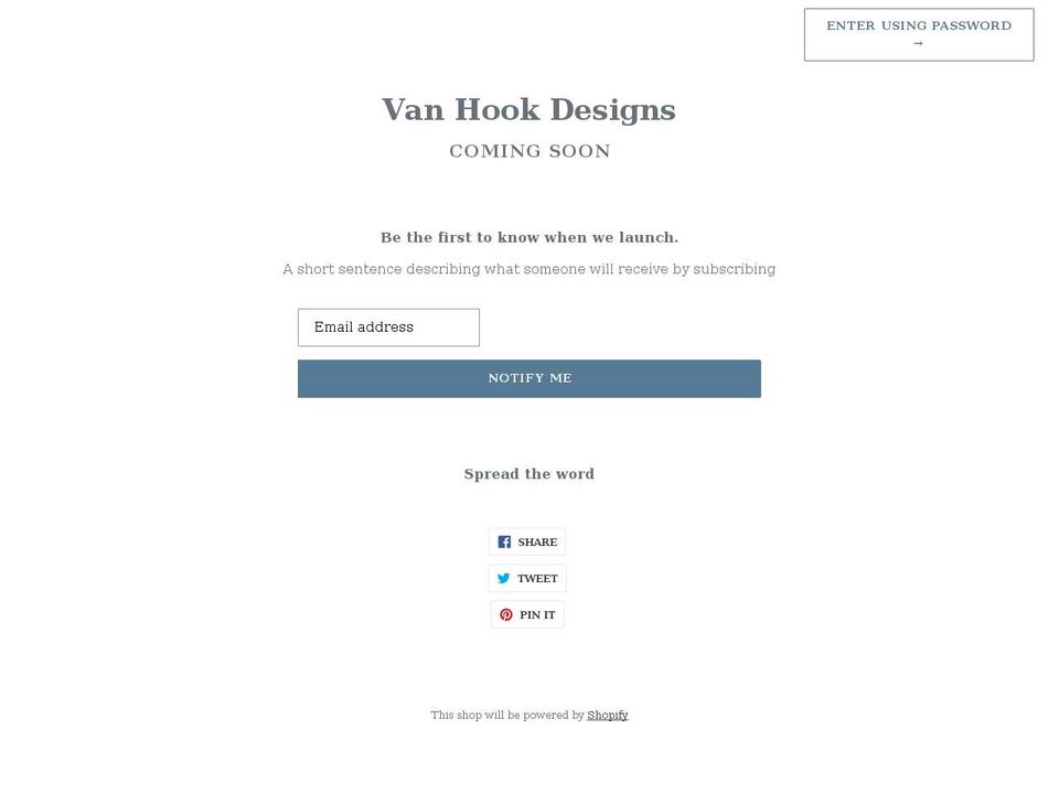 vanhookdesigns.com shopify website screenshot