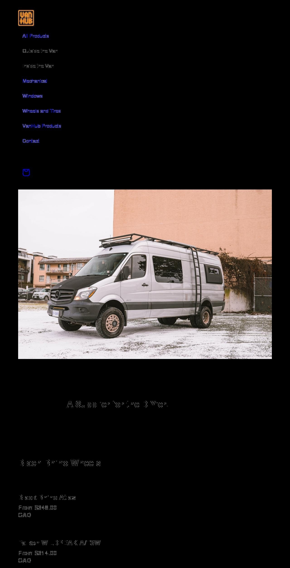 vanhub.ca shopify website screenshot