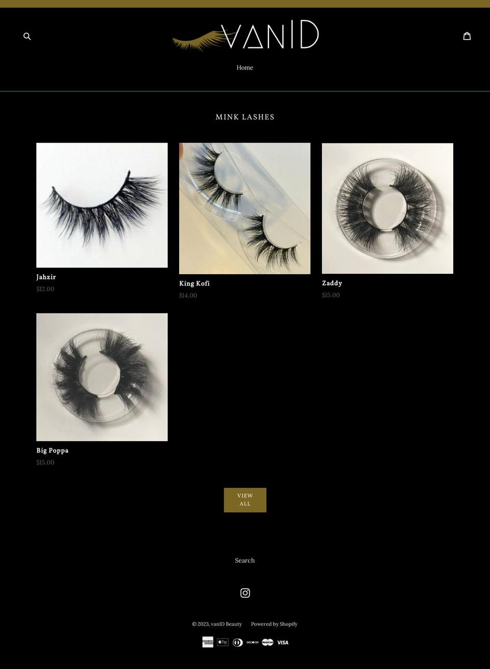 vanidbeauty.com shopify website screenshot