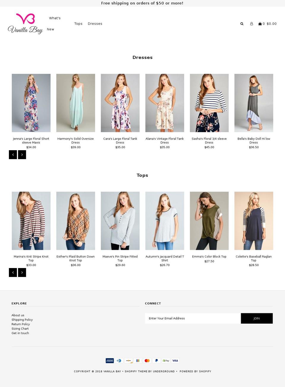 vanillabayusa.com shopify website screenshot