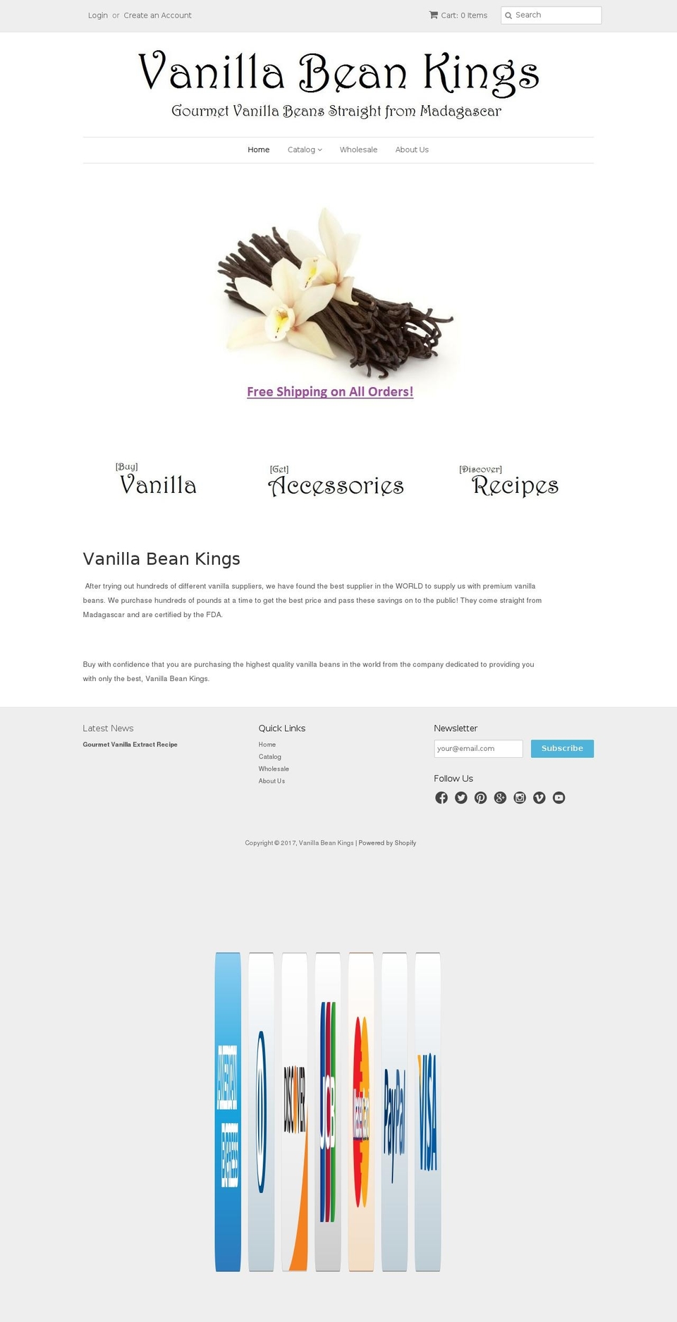 vanillabeankings.com shopify website screenshot