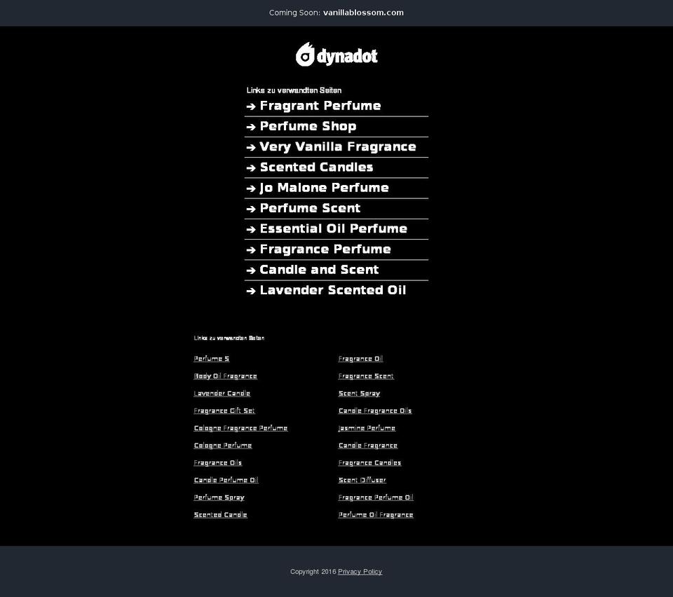vanillablossom.com — Shopify storefront screenshot