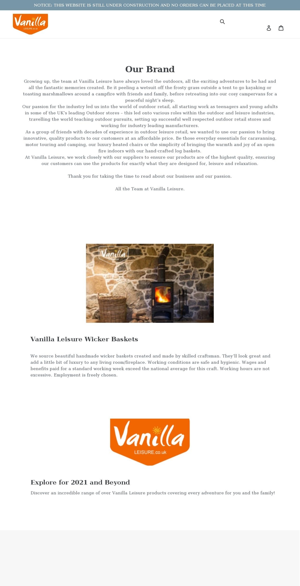 vanillaleisure.co.uk shopify website screenshot