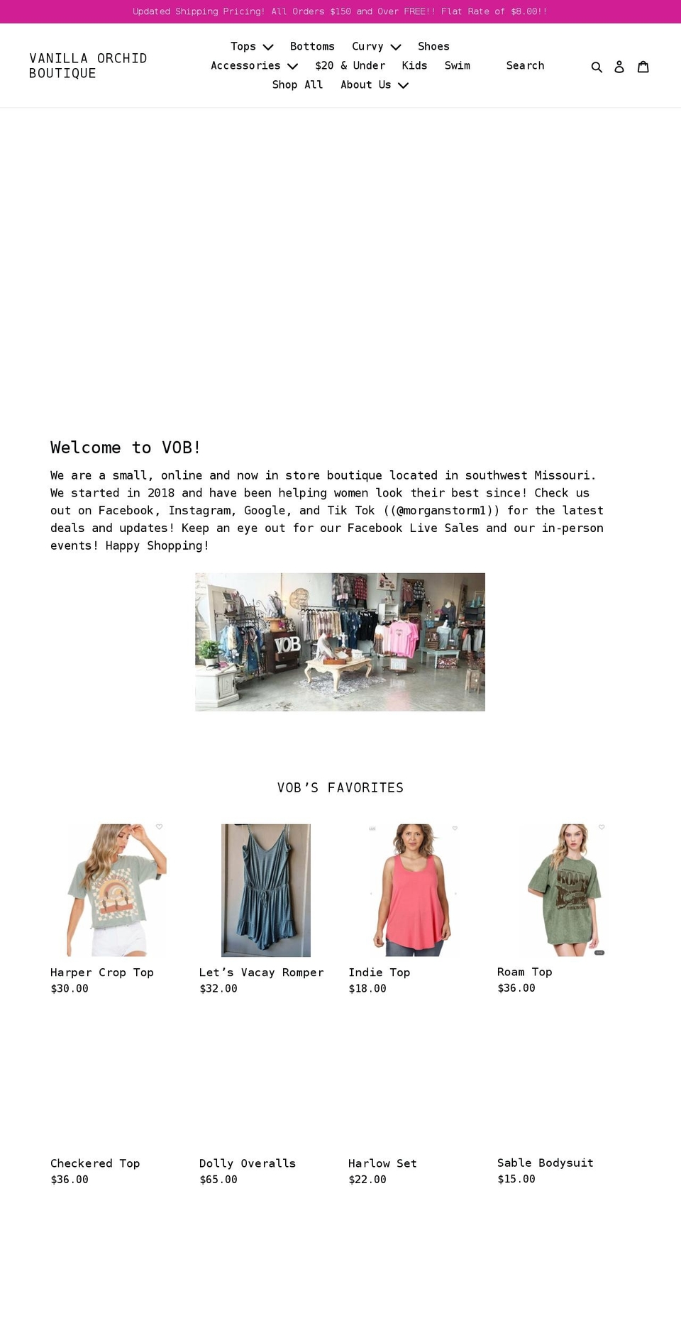 vanillaorchidboutique.com shopify website screenshot