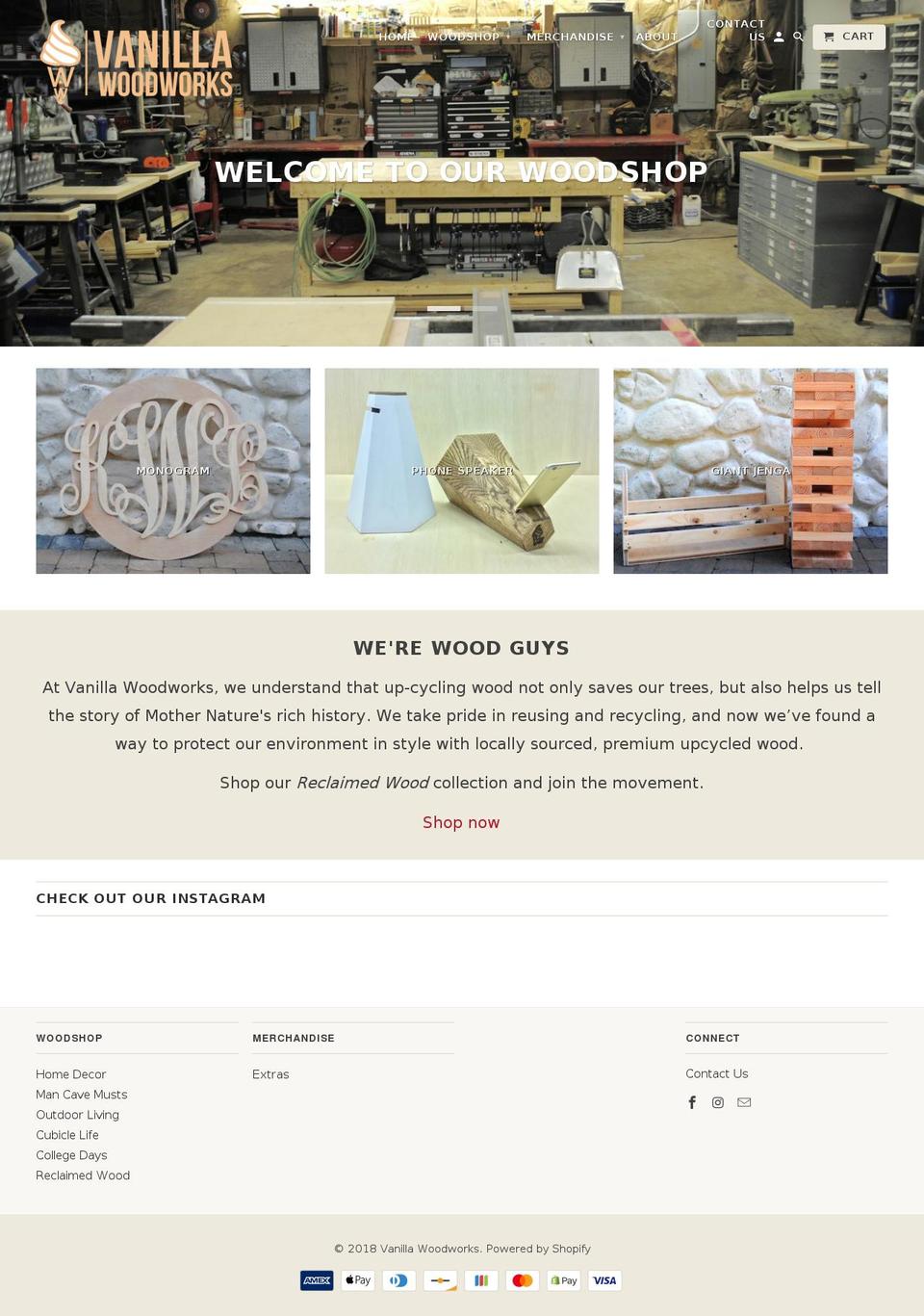 vanillawoodworks.com — Shopify storefront screenshot