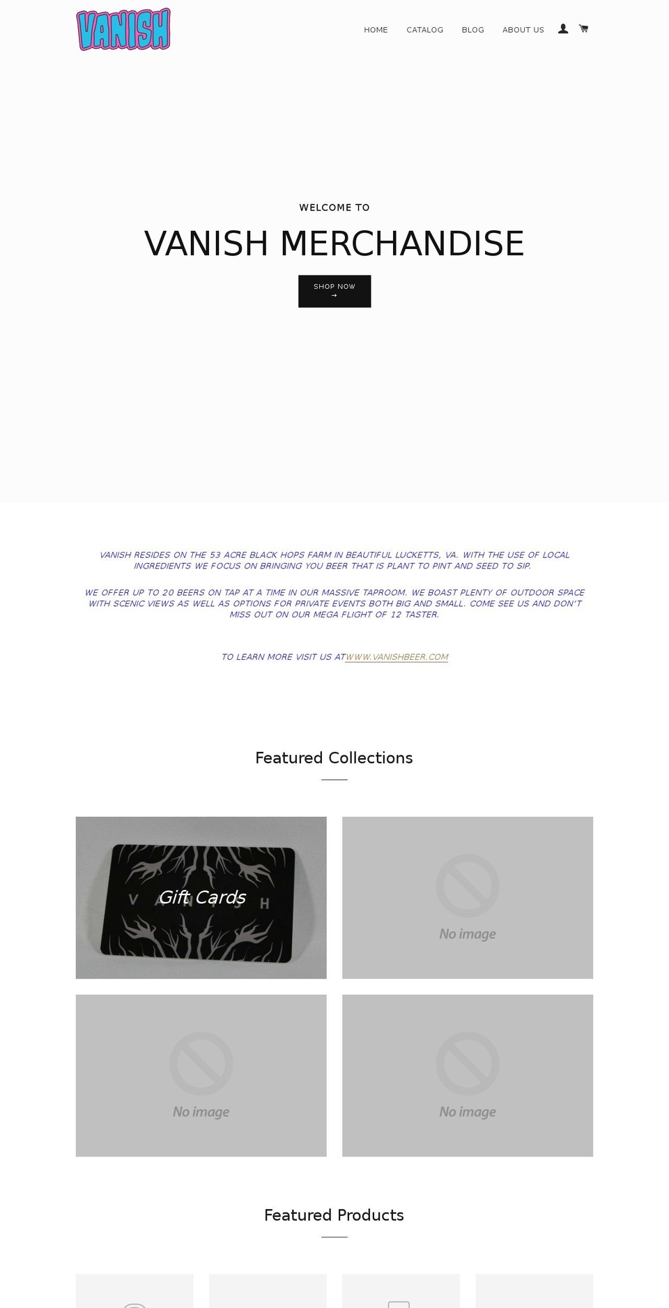 vanish-brewery.myshopify.com shopify website screenshot