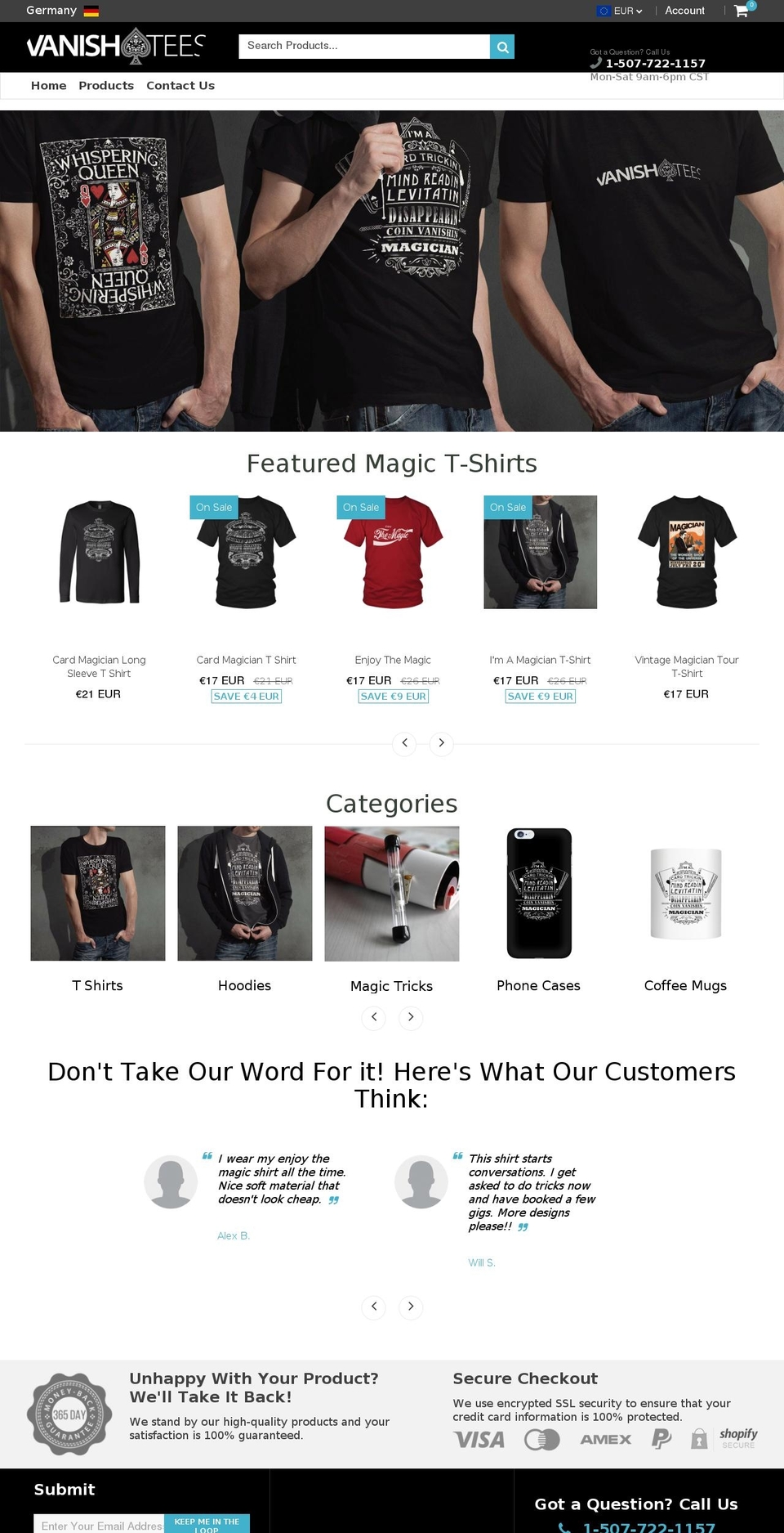vanishtees.com shopify website screenshot