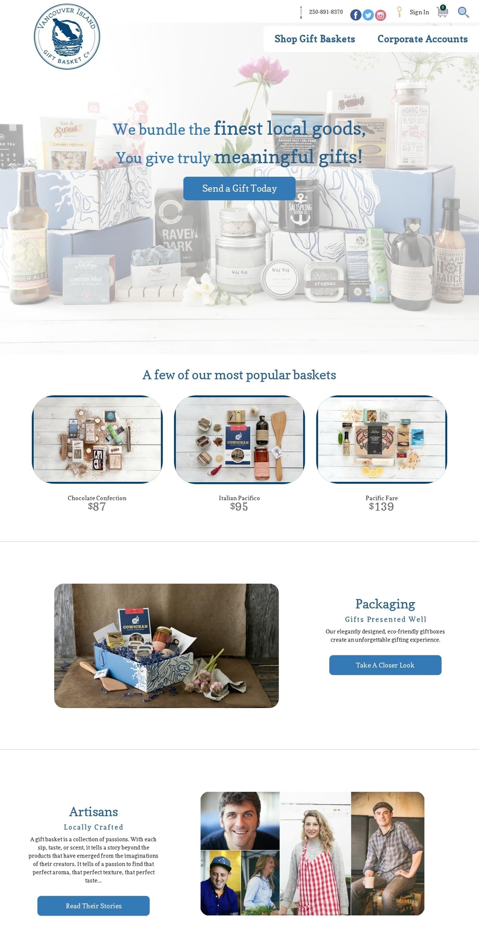 vanislandgiftbasket.com shopify website screenshot