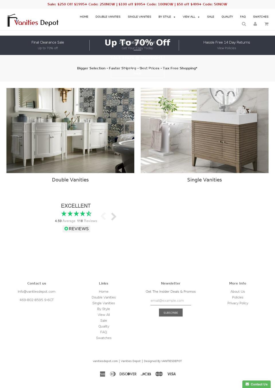vanitiesdepot.com shopify website screenshot