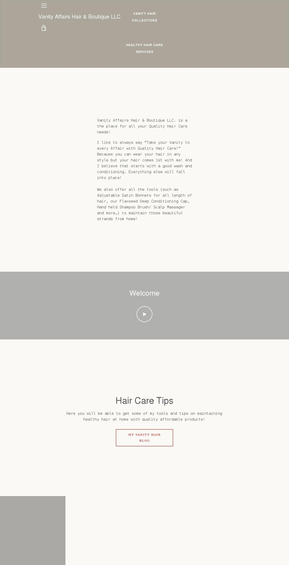 vanityaffairsboutique.com shopify website screenshot