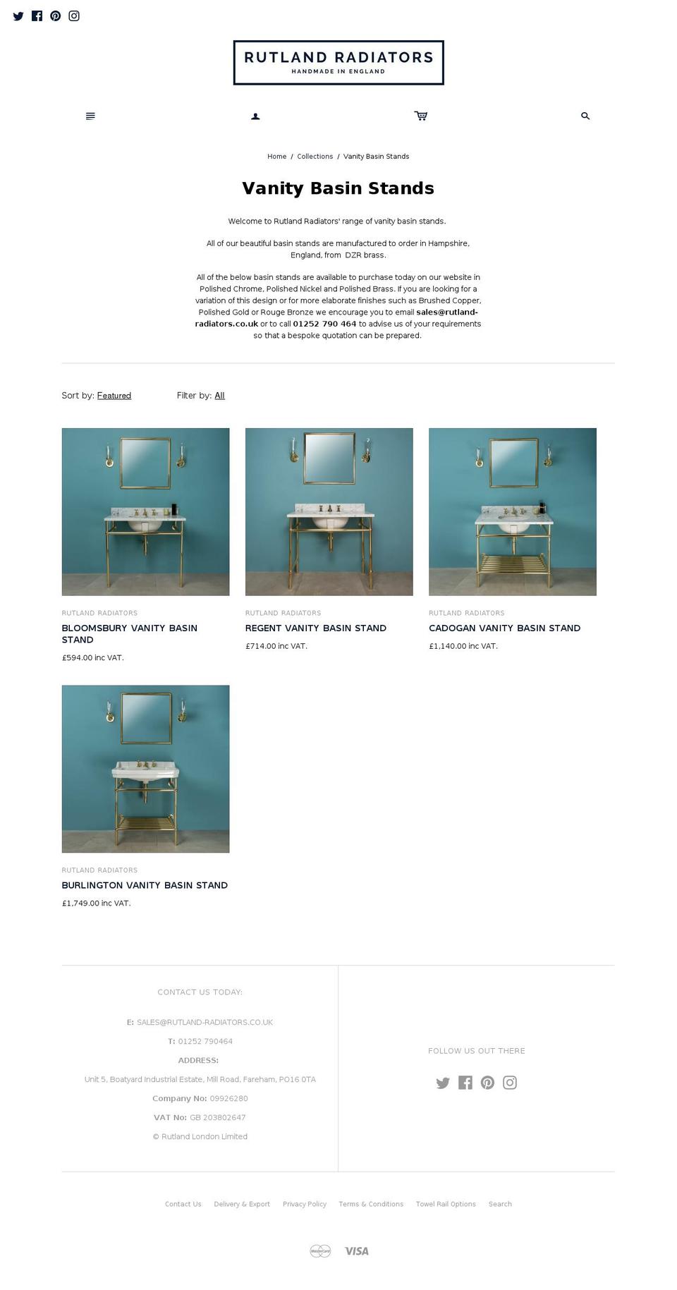 vanitybasinstands.com — Shopify storefront screenshot