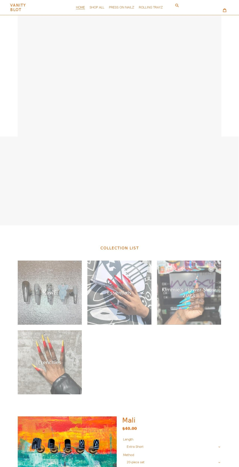 vanityblot.myshopify.com shopify website screenshot