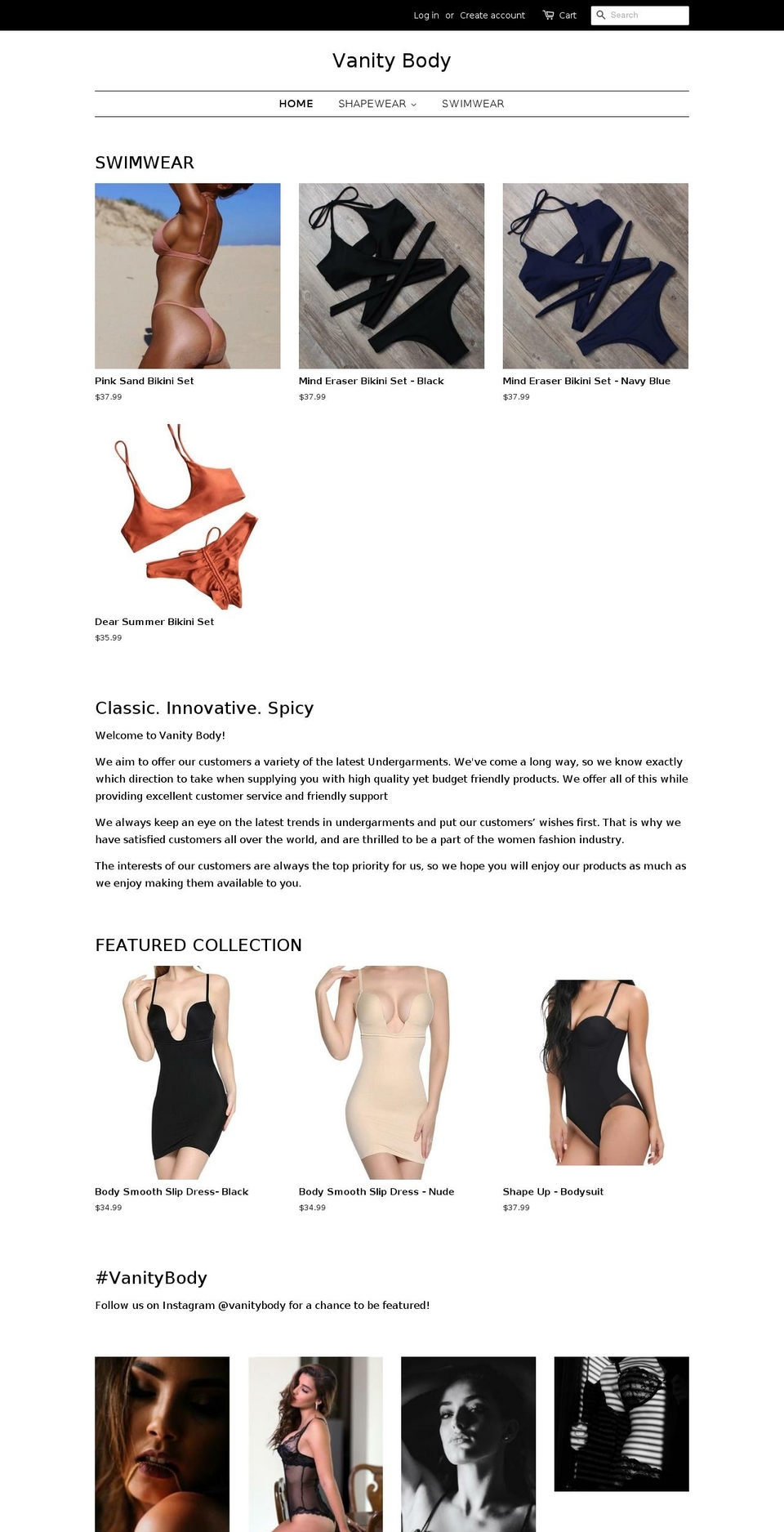 vanitybody.com shopify website screenshot