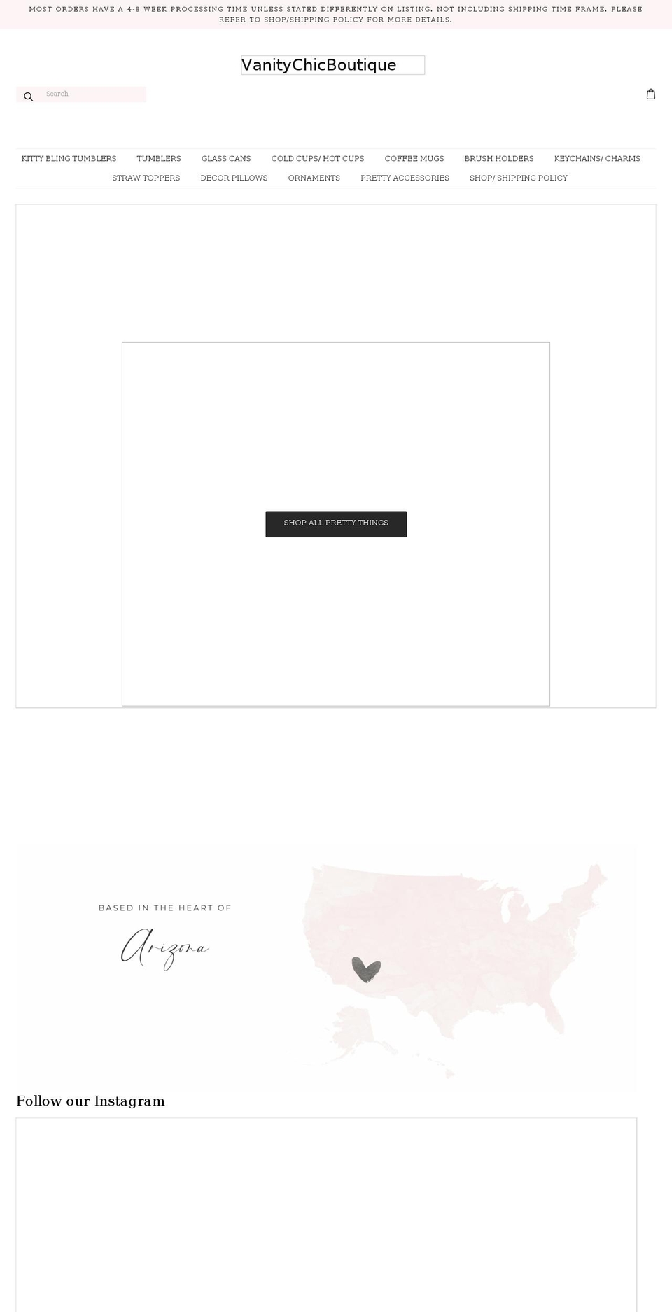 Adellerosetheme with Installments message Shopify theme site example vanitychicboutique.com
