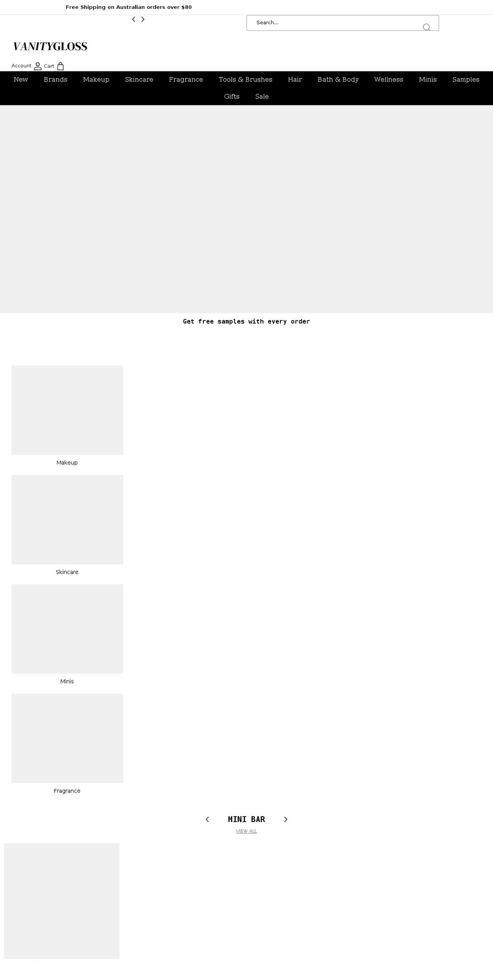 vanitygloss.com shopify website screenshot